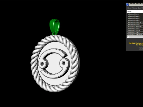 Zodiac sign Cancer pendant model 853 3D Print Model