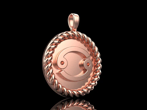 Zodiac sign Cancer pendant model 853 3D Print Model