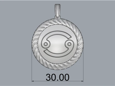 Zodiac sign Cancer pendant model 853 3D Print Model