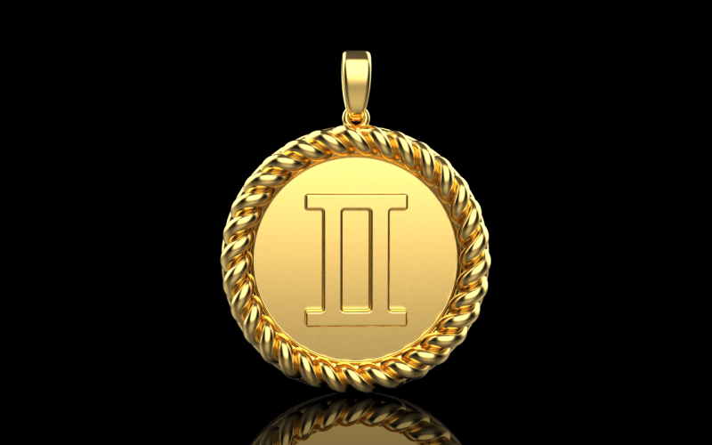 Кулон знак Зодіаку Близнюки модель 852 3D Принт Модель .c4d .max .obj .3ds .fbx .stl .blend 