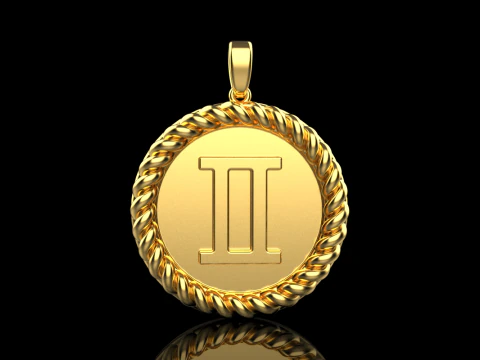 Кулон знак Зодіаку Близнюки модель 852 3D Принт Модель