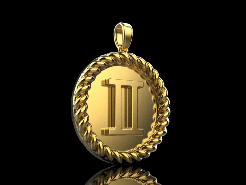 Кулон знак Зодіаку Близнюки модель 852 3D Принт Модель