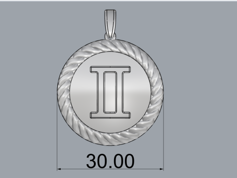 Кулон знак Зодіаку Близнюки модель 852 3D Принт Модель