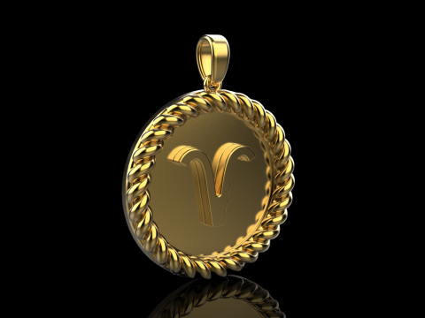 Zodiac sign aries pendant model 850 3D Принт Модель