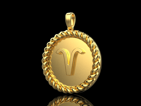 Zodiac sign aries pendant model 850 3D Принт Модель