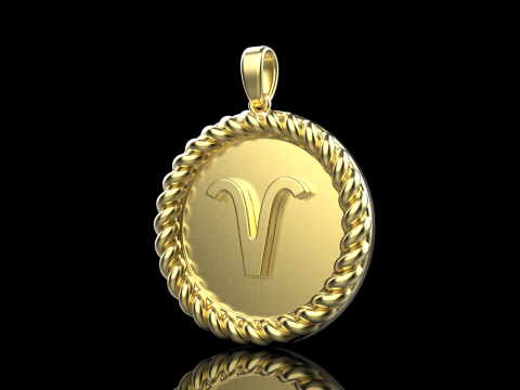 Zodiac sign aries pendant model 850 3D Принт Модель