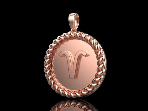 Zodiac sign aries pendant model 850 3D Принт Модель