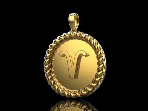 Zodiac sign aries pendant model 850 3D Принт Модель