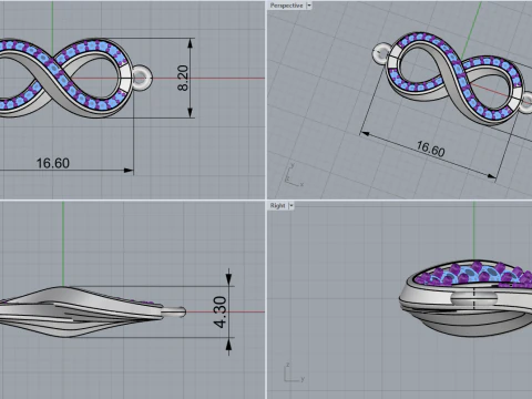 Infinity sign necklae model 839 3D Print Model