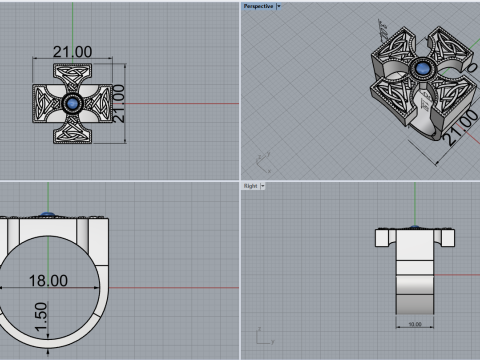 Ornament cross ring model 837 3D Baskı Modeli