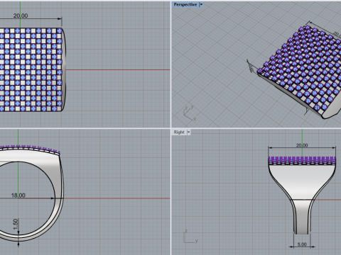 Square signet ring model 836 Model Cetak 3D