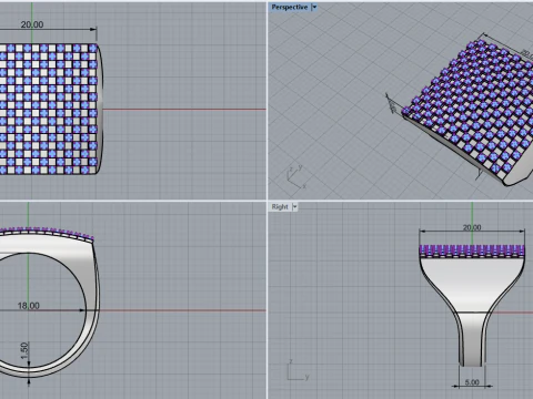 Square signet ring model 836 3D Print Model