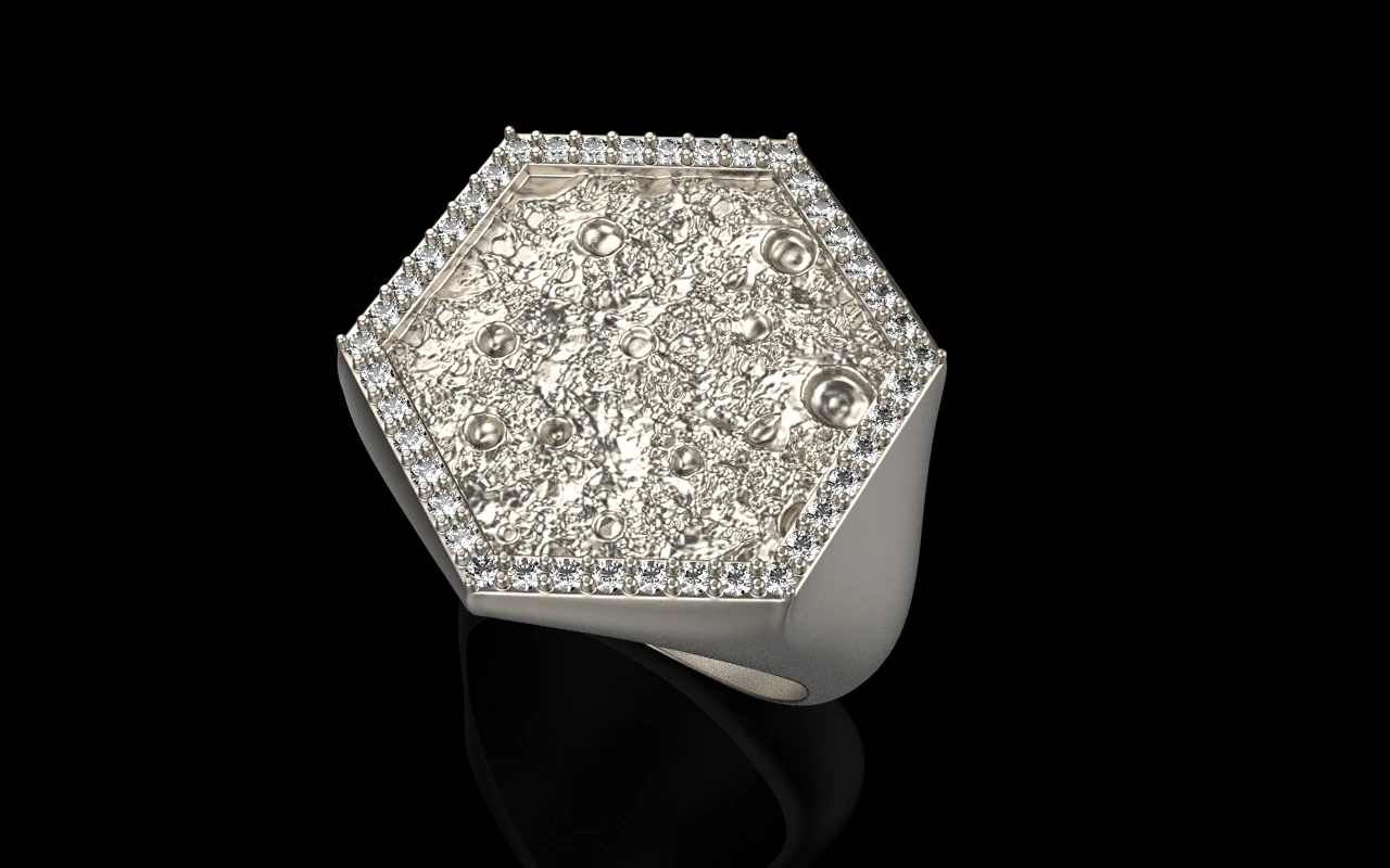 Moon texture signet ring model 834 3D Print Model .c4d .max .obj .3ds .fbx .stl .blend 