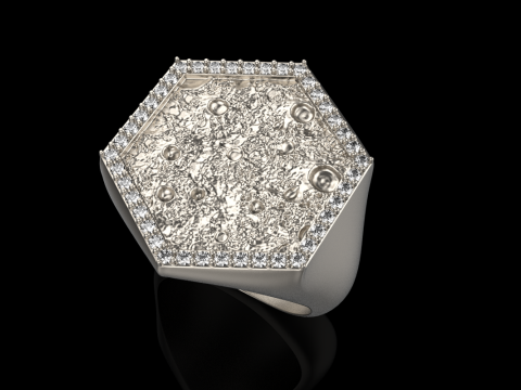 Moon texture signet ring model 834 3D Print Model