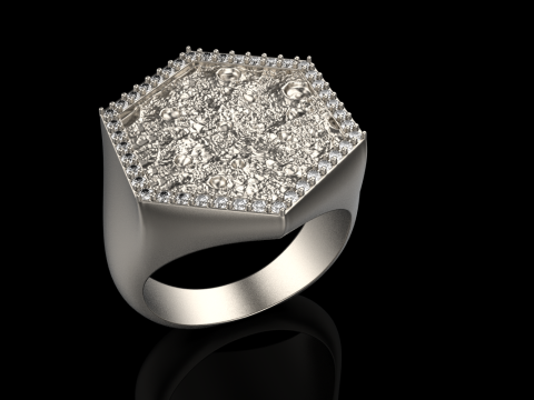 Moon texture signet ring model 834 3D Принт Модель