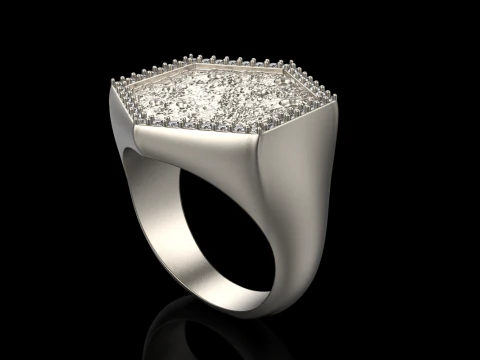 Moon texture signet ring model 834 3D Print Model