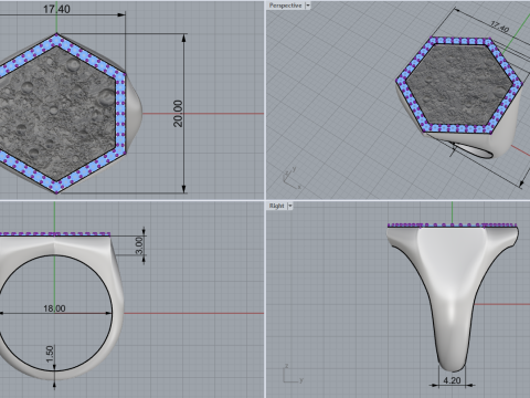 Moon texture signet ring model 834 3D Принт Модель