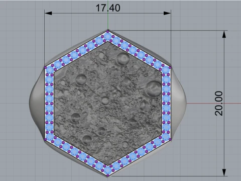 Moon texture signet ring model 834 3D Print Model