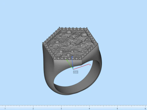 Moon texture signet ring model 834 3D Print Model