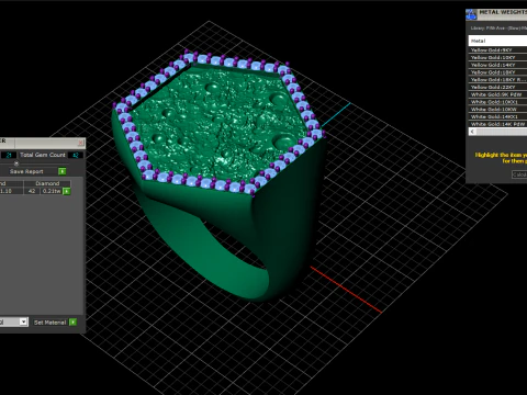 Moon texture signet ring model 834 3D Print Model