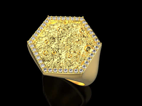 Moon texture signet ring model 834 3D Print Model