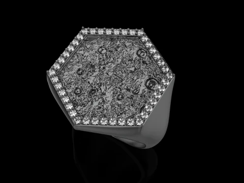 Moon texture signet ring model 834 3D Print Model