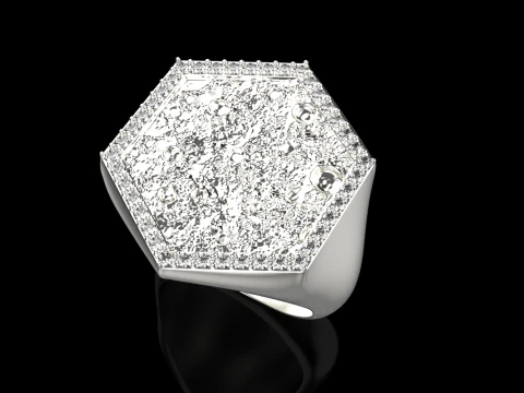 Moon texture signet ring model 834 3D Print Model