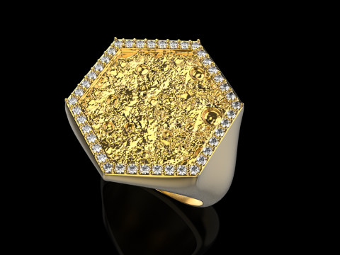 Moon texture signet ring model 834 3D Принт Модель