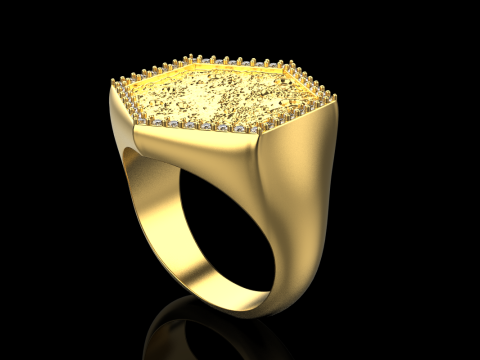 Moon texture signet ring model 834 3D Принт Модель