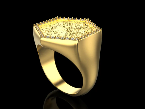 Moon texture signet ring model 834 3D Print Model