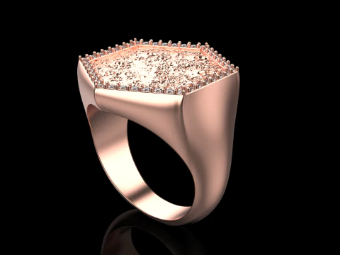 Moon texture signet ring model 834 3D Print Model