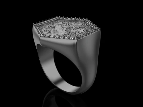Moon texture signet ring model 834 3D Print Model