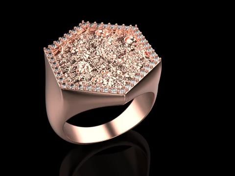 Moon texture signet ring model 834 3D Print Model