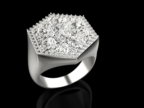 Moon texture signet ring model 834 3D Print Model