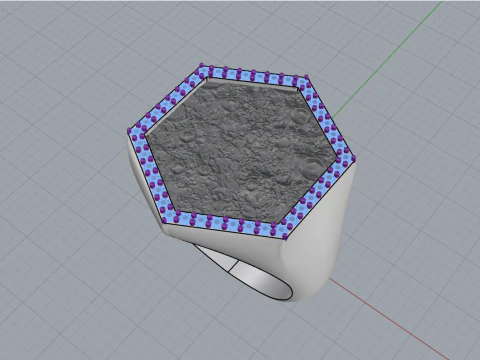 Moon texture signet ring model 834 3D Print Model