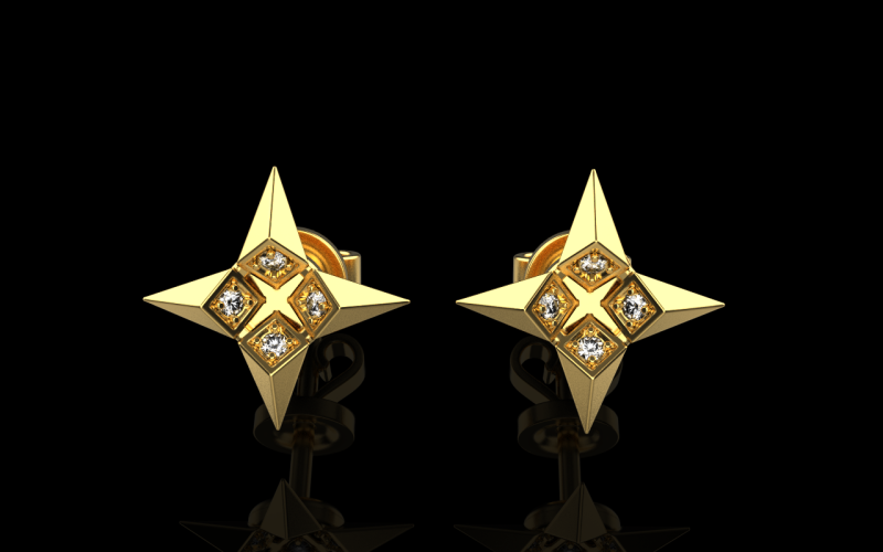 Star earring model 829 3D printmodel .c4d .max .obj .3ds .fbx .stl .blend