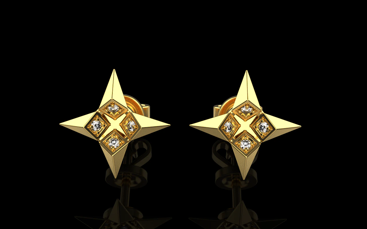 Star earring model 829 3D Print Model .c4d .max .obj .3ds .fbx .stl .blend 