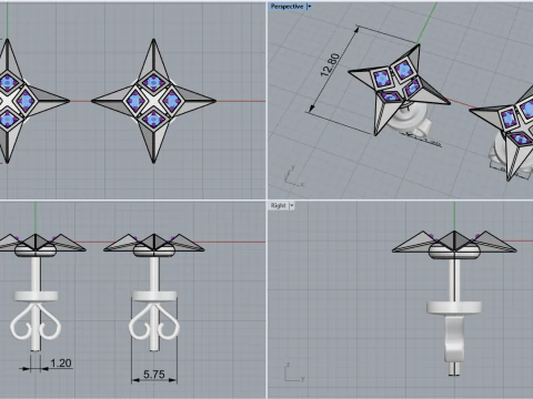 Star earring model 829 3D Print Model