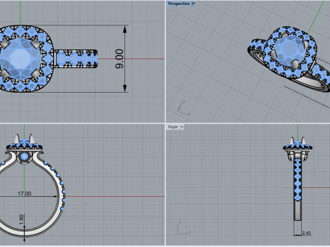 Engagement ring model 825 3D Print Model
