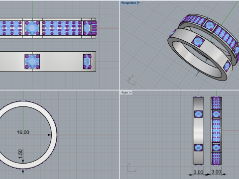 Wedding rings model 824 3D Druckmodell