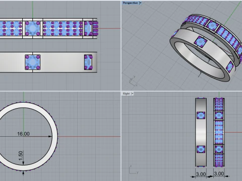 Wedding rings model 824 3D Print Model