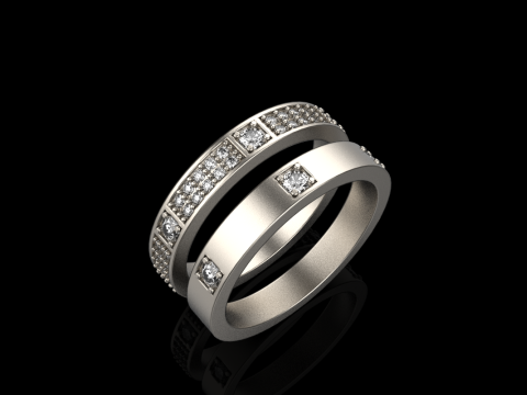 Wedding rings model 824 3D Druckmodell