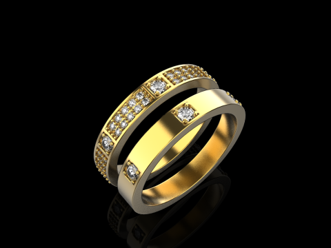 Wedding rings model 824 3D Druckmodell
