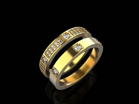Wedding rings model 824 3D Print Model
