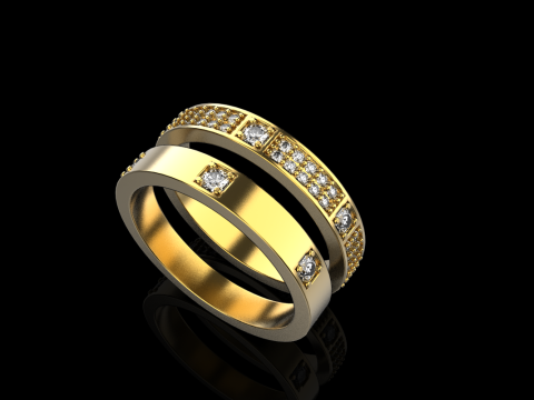 Wedding rings model 824 3D Druckmodell