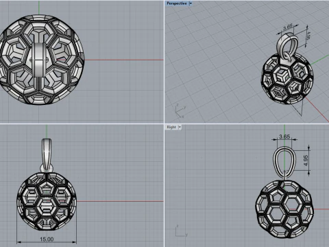 Football ball pendant model 822 3D Print Model