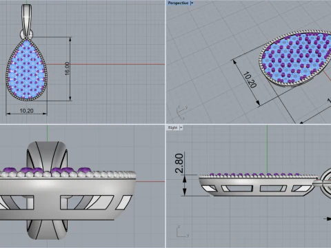 Pear shape pendant model 821 3D Print Model