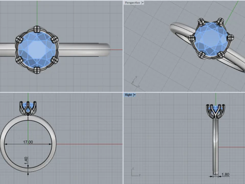Engagement ring model 820 3D Print Model
