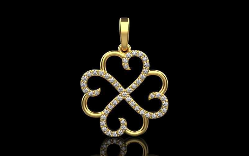 Heart clover pendant model 819 3D printmodel .c4d .max .obj .3ds .fbx .stl .blend 