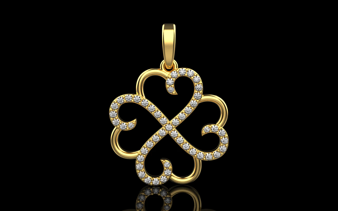 Heart clover pendant model 819 3D Print Model .c4d .max .obj .3ds .fbx .stl .blend 